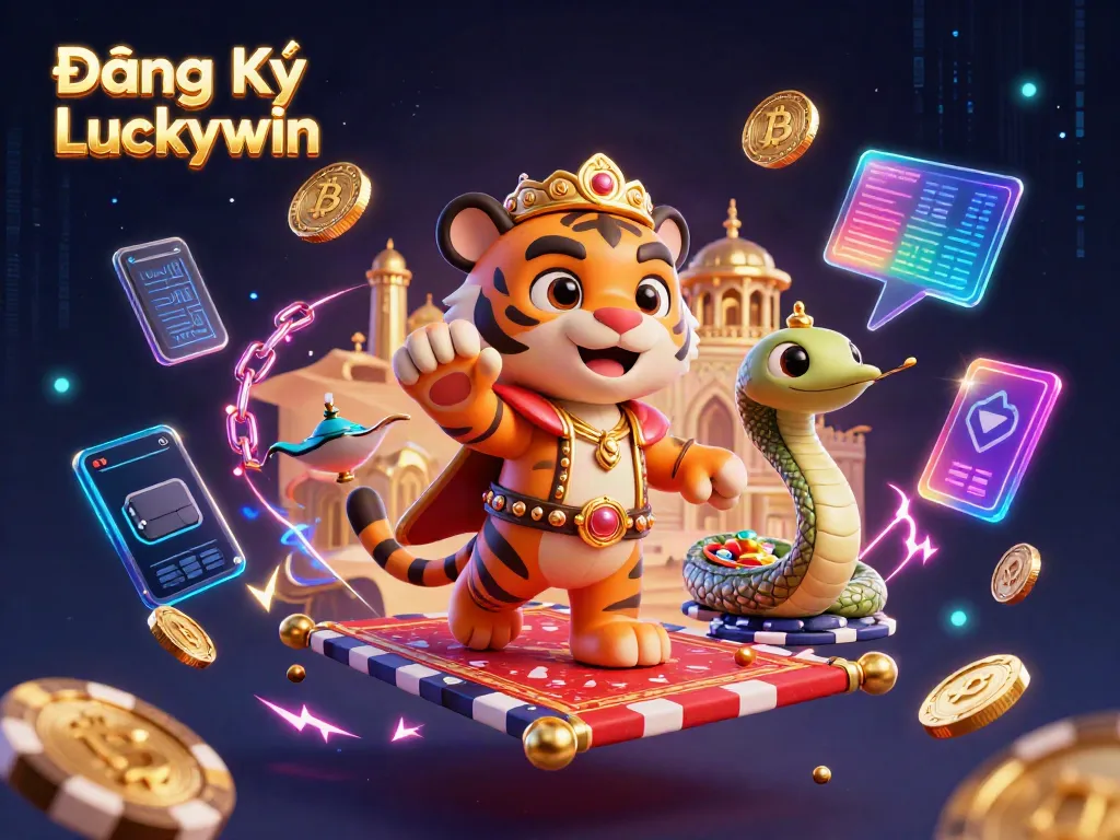 Engage in the excitement of Đăng Ký Luckywin with a magical casino-inspired 3D scene.