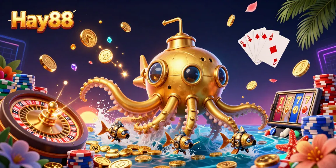 Experience thrilling moments with Hay88's dynamic gaming scene featuring luxurious golden jackpots and enticing slot machines.
