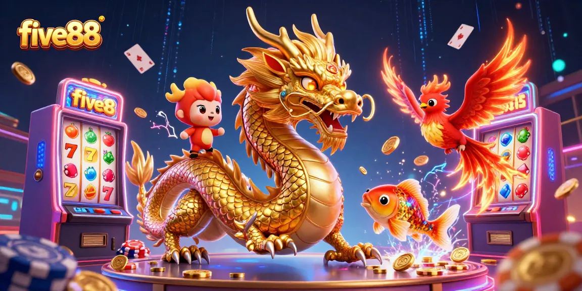 Engage with five88's exciting slot gaming experience featuring vibrant characters and casino elements.