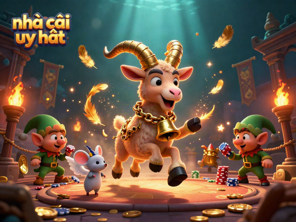 Experience exhilarating gameplay at a nhà cái uy tín featuring animated characters in a colorful casino scene.