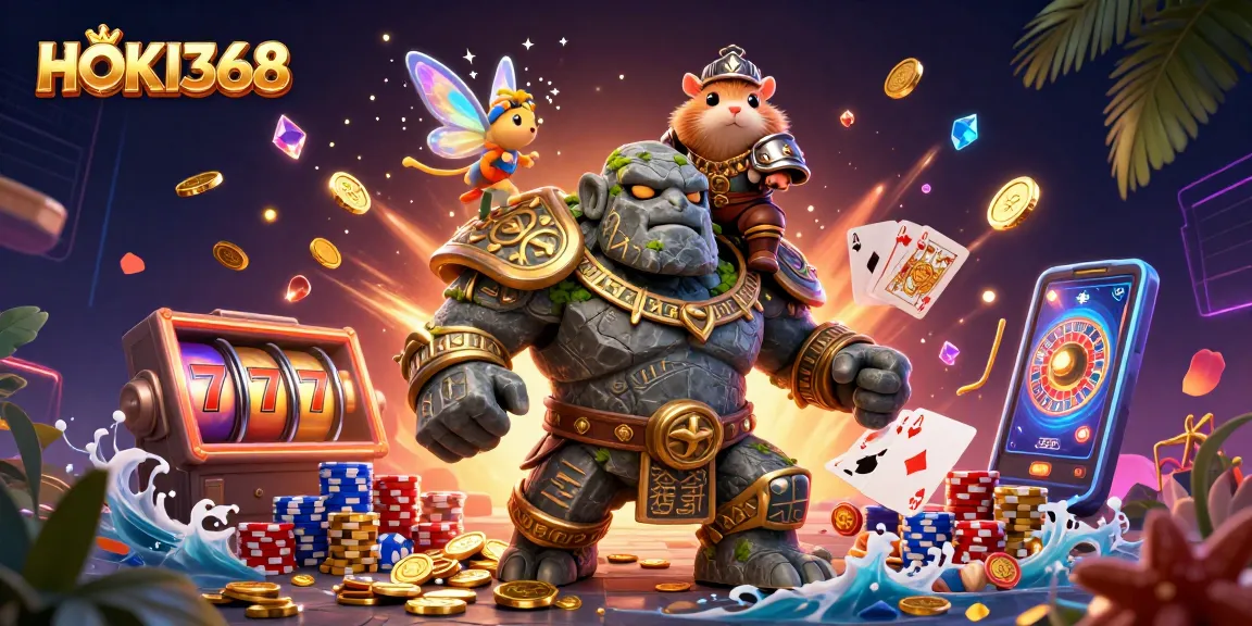 Experience the magic of HOKI368 with cascading coins and immersive casino excitement!