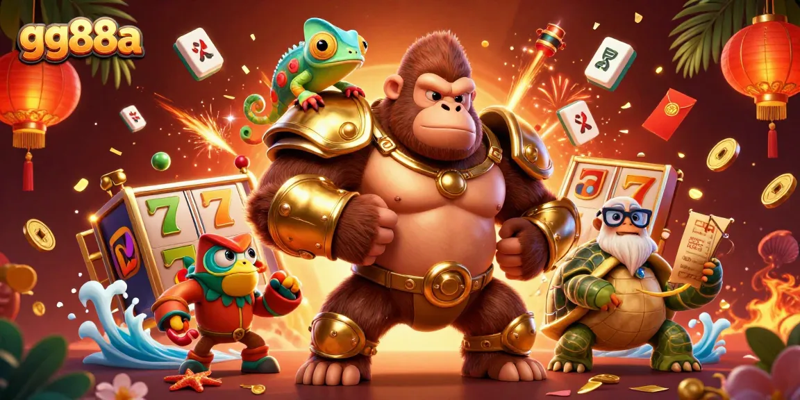 Experience the thrill of gaming at gg88a with vibrant scenes of slots, jackpots, and characters!