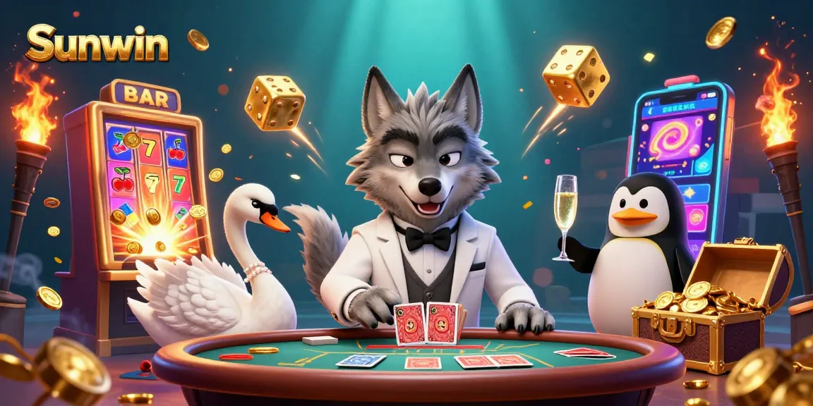 Win big with Sunwin at the lively casino, showcasing players enjoying games and excitement.