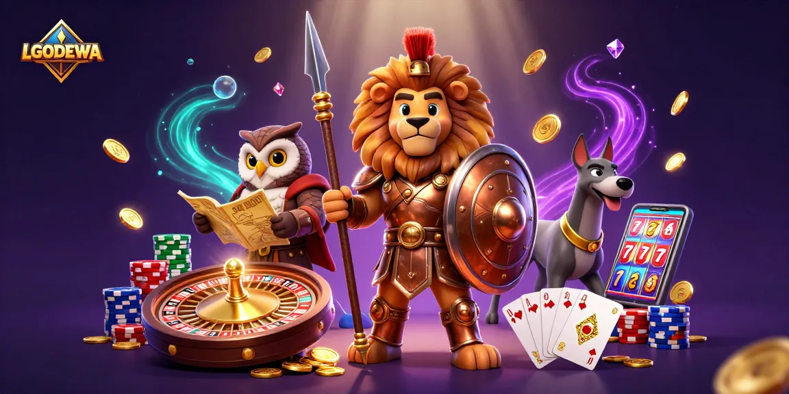 Spin the wheels with LGODEWA and win! Experience the thrill of vibrant casino elements in action.