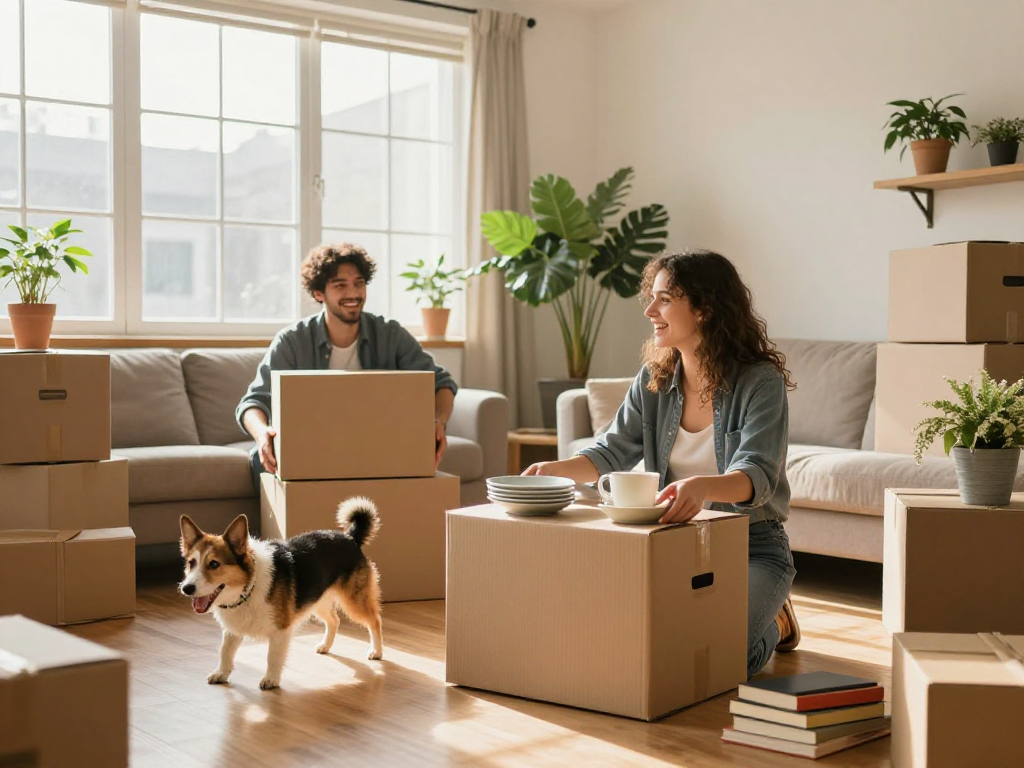how to move to another state with no money while packing boxes in a cozy apartment.