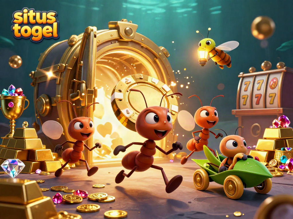 Engage with situs togel as ants orchestrate a thrilling heist carrying a massive poker chip.
