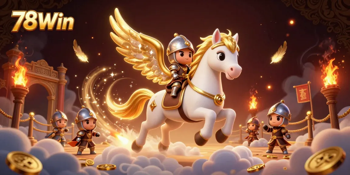 Experience the 78Win excitement with a knight and celestial horse amidst dynamic betting elements.