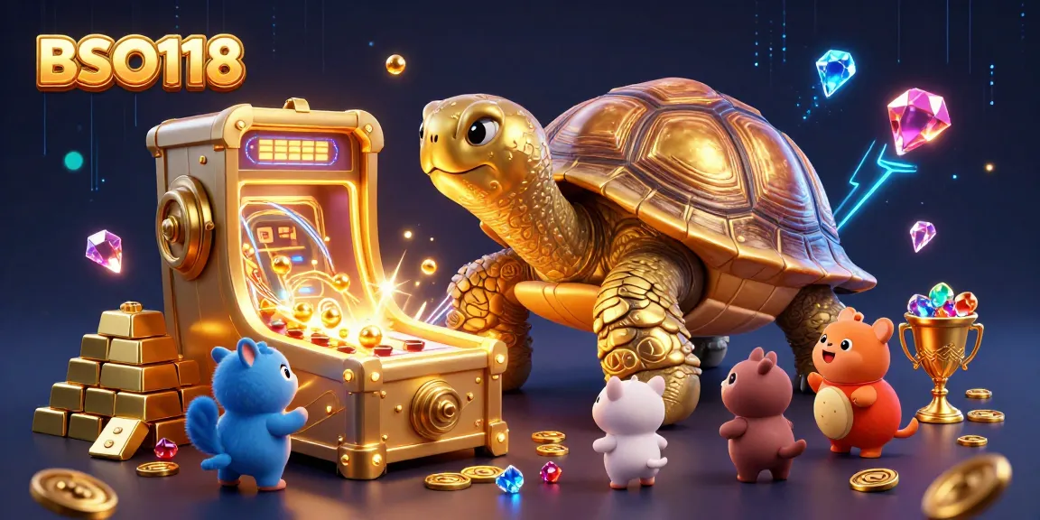Engage with the vibrant BSO118 casino scene featuring a colossal tortoise and treasures.