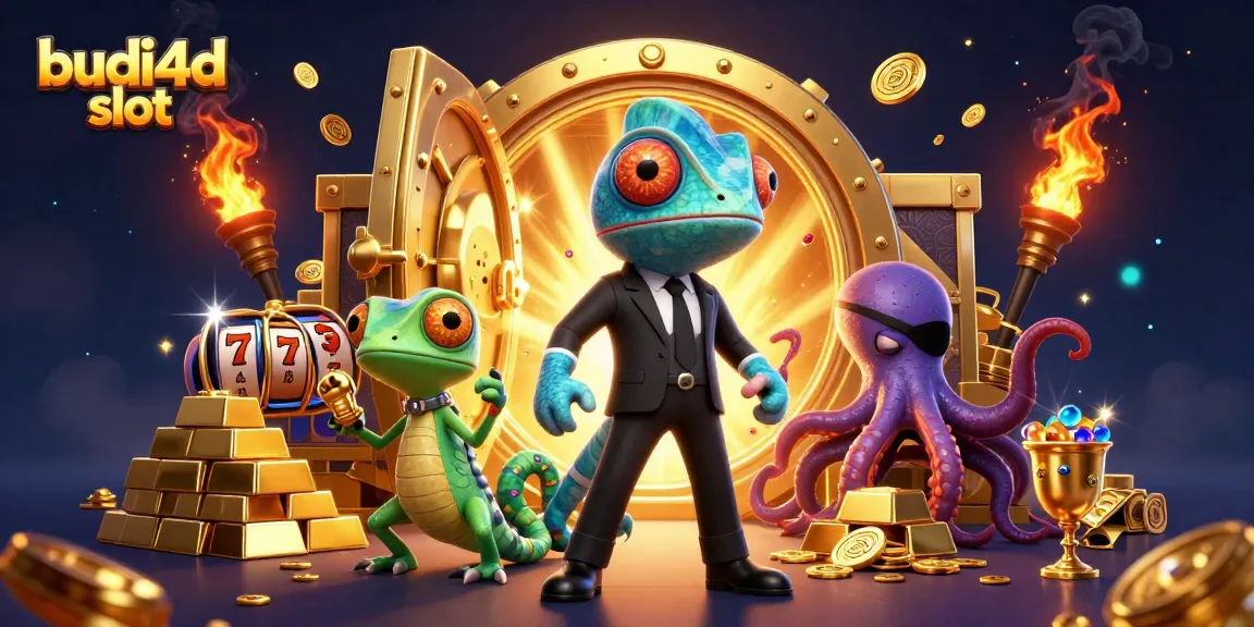 Experience the thrill of budi4d slot as characters unveil treasures with vibrant casino elements.