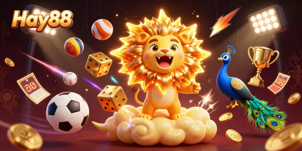 Experience thrilling gaming at Hay88 with a dynamic 3D illustration showcasing casino excitement.