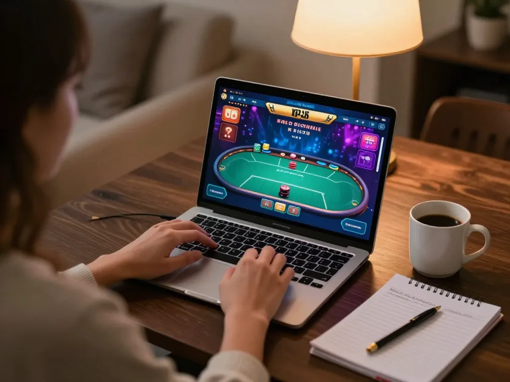 Experience f8bet0 with engaging online casino gameplay in a cozy home setting.
