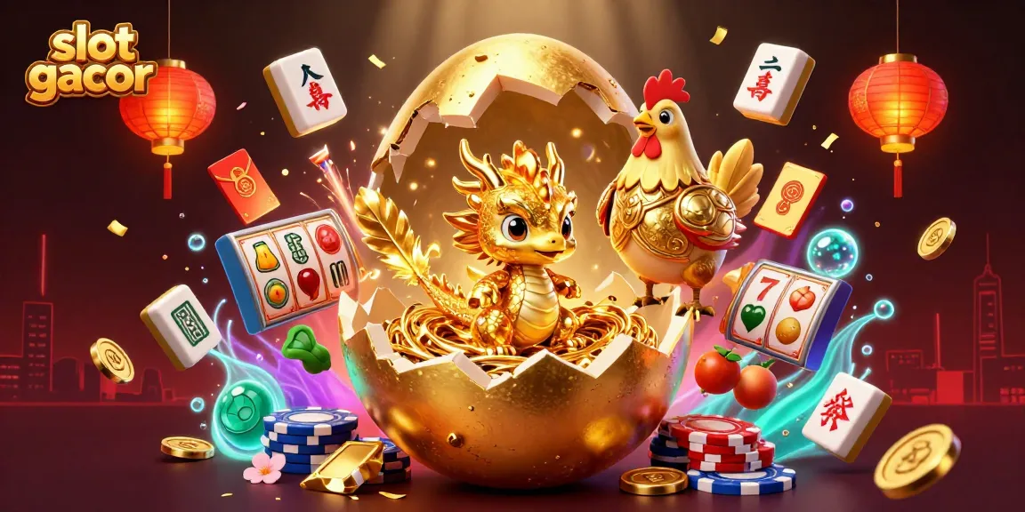 Win big with slot gacor featuring a golden dragon on poker chips amidst festive casino elements.