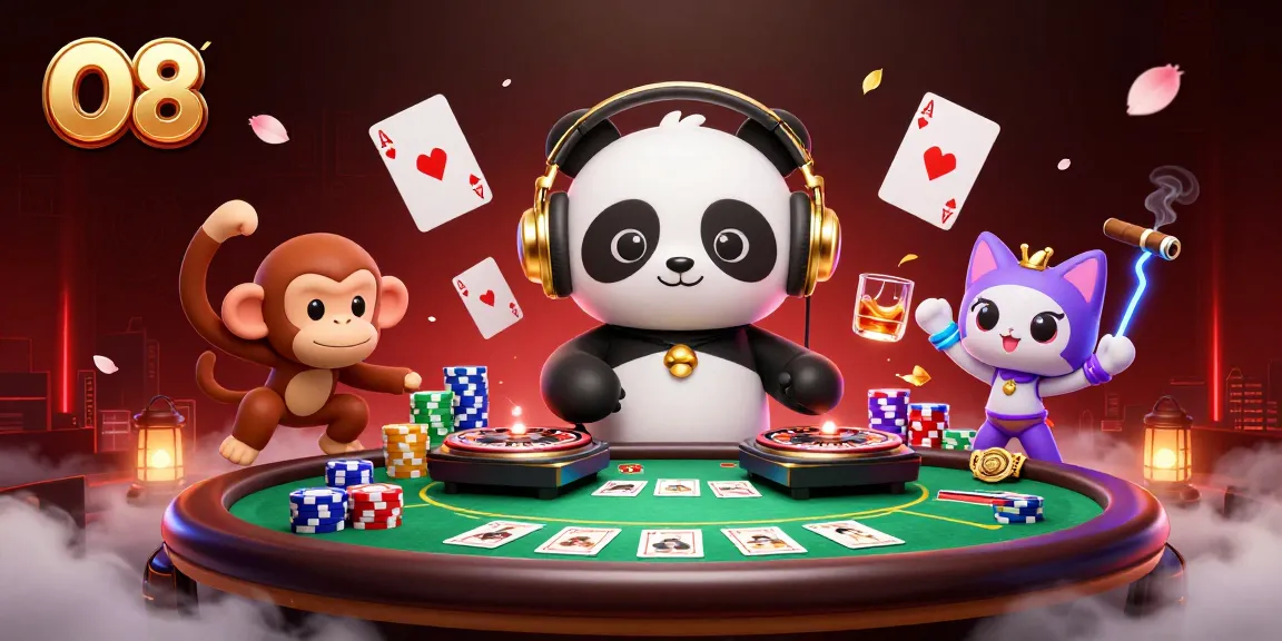 Experience the thrill of O8 with a vibrant 3D scene featuring characters engaged in exciting casino action.