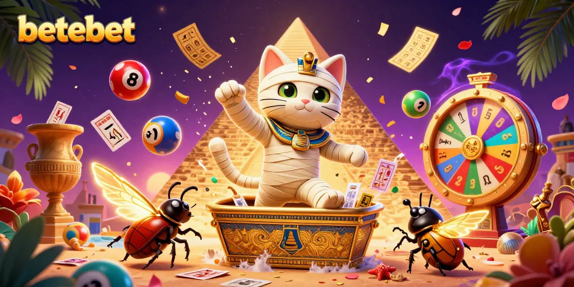 Experience thrilling gameplay with betebet as the Egyptian mummy cat and companions burst into action during vibrant casino games.