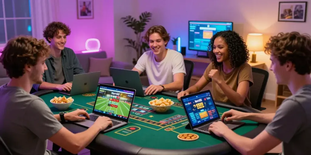 Players enjoying various games on the Net88 platform in a cozy setting.