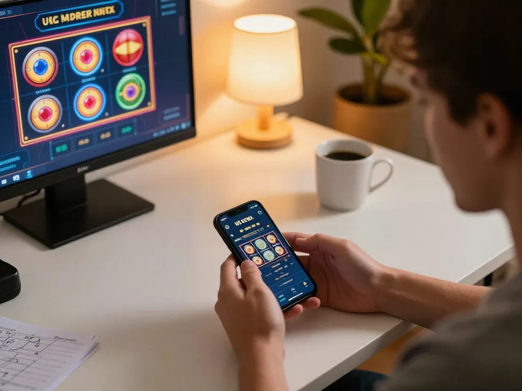 Engaging with the UG DEWA app on a smartphone for a seamless online gaming experience.