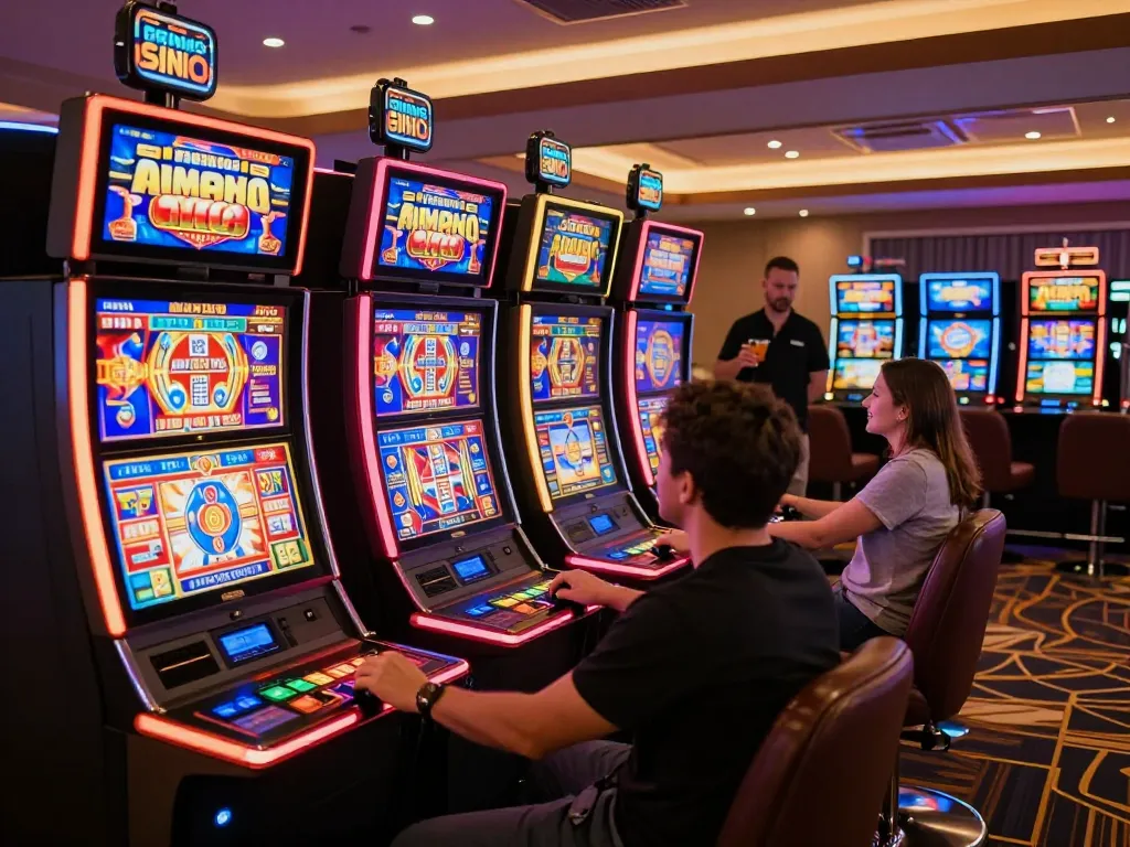 Engaging players celebrating wins on Demo Slot machines in a luxurious casino atmosphere.