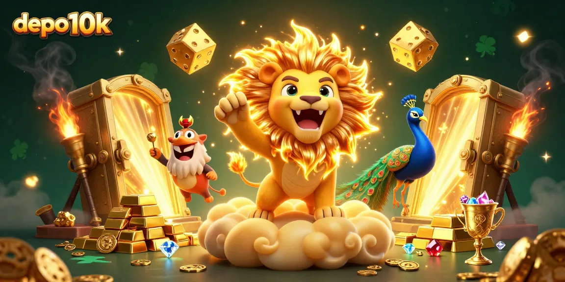 Experience the thrill of depo 10k gaming with vibrant visuals of winning slots and treasures