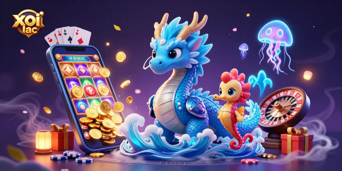 Xoi lac captures thrilling gameplay with dynamic casino elements and a vibrant dragon scene.