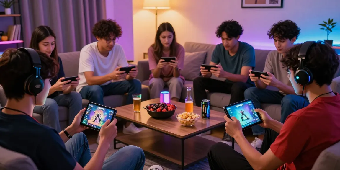 Players enjoying LAVOWIN daftar on mobile devices in a vibrant gaming environment.