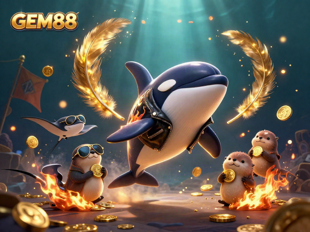 Join the GEM88 underwater adventure with vibrant sea creatures celebrating wins!