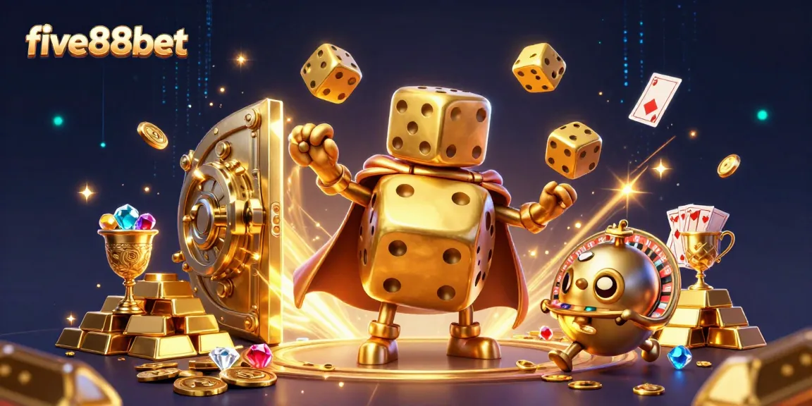 Engage with five88bet's thrilling casino atmosphere, showcasing entertaining gaming elements and dynamic characters.