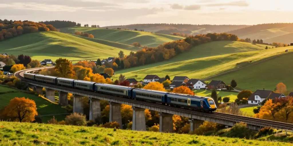Cheap train tickets for breathtaking scenic journeys through hills and landscapes.