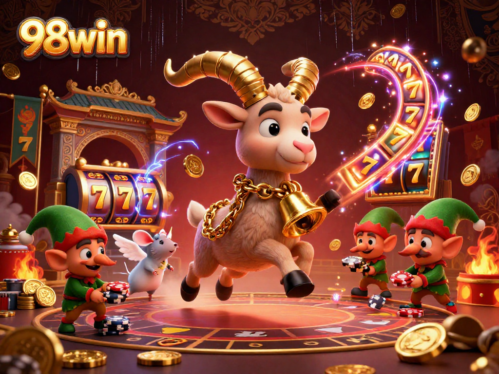 Watch the lively 98win casino scene unfold as Krampus runs the holiday horror games with a tiny mouse and mischievous gremlins.