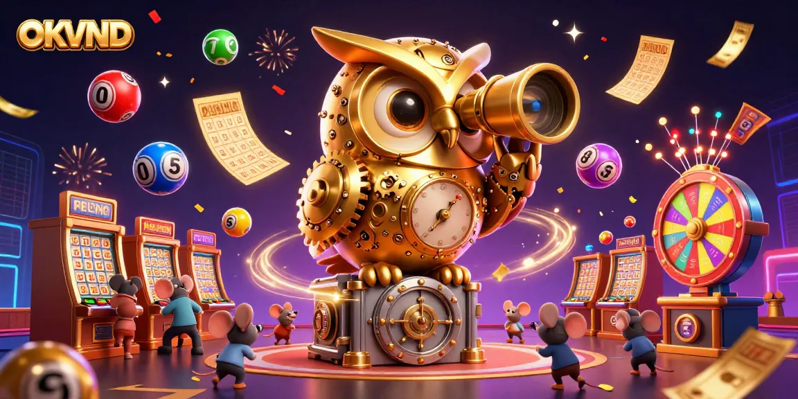 Experience thrilling gameplay at OKVND as a golden owl watches over a lively casino