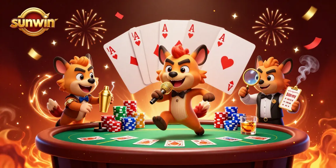 Experience the thrill of casino entertainment at sunwin with lively hyenas in a comedy club atmosphere.