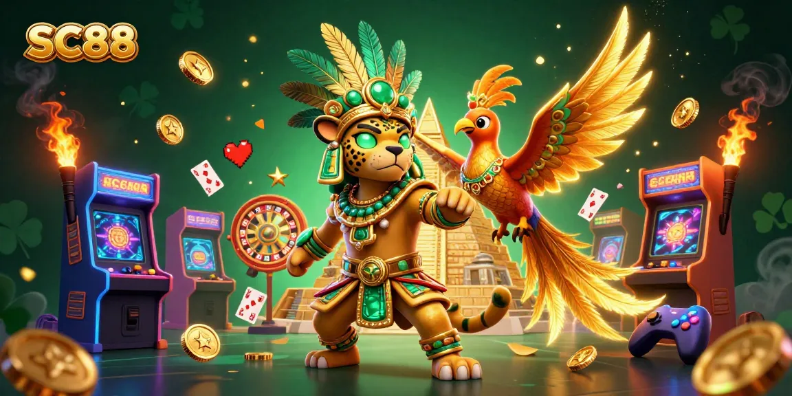 Engage with SC88's vibrant casino atmosphere through this colorful 3D illustration, featuring games and exciting prizes.