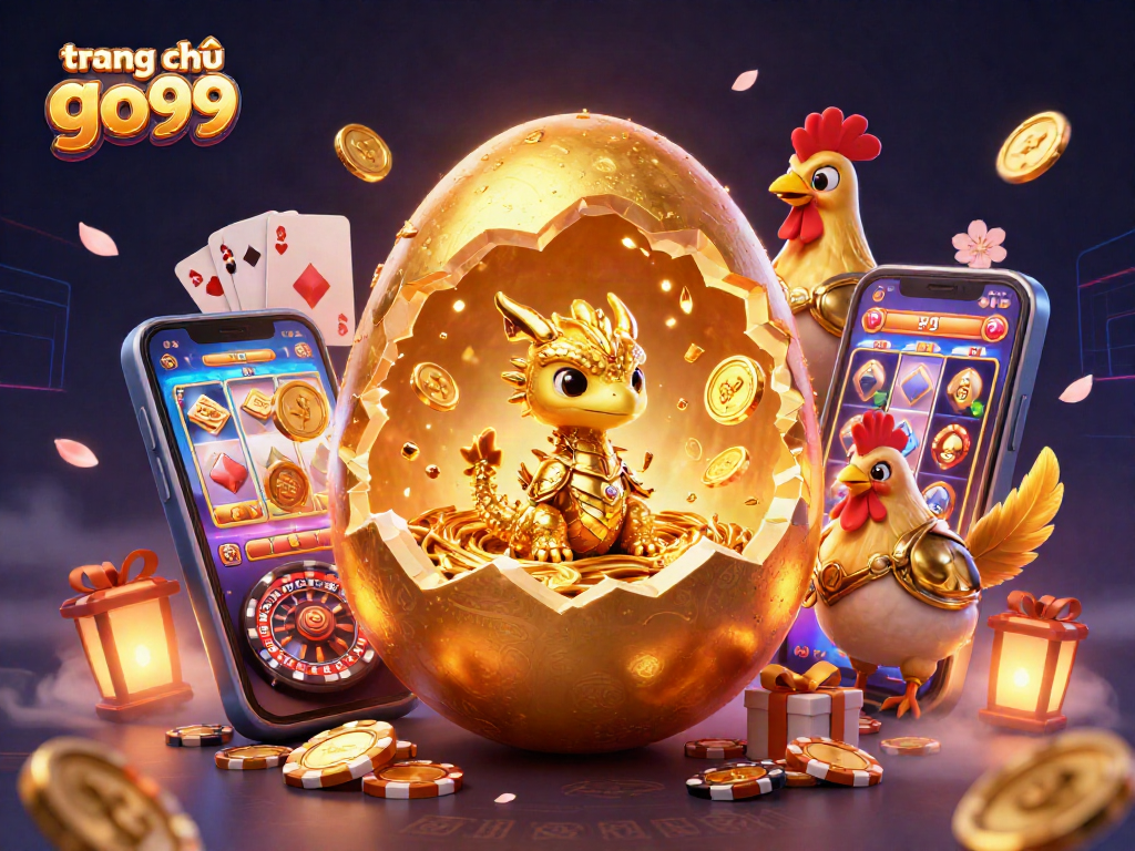 Play exciting games at trang chủ go99 with the golden dragon and poker chips illustration.