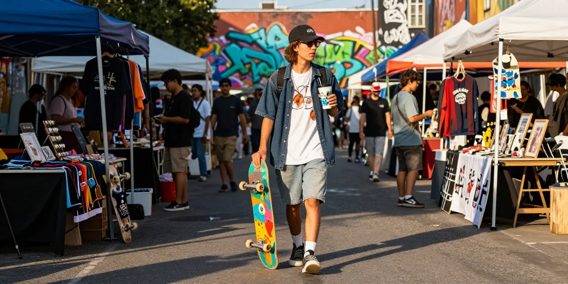 Explore the vibrant urban culture with rokok88 merchandise in a lively street scene.