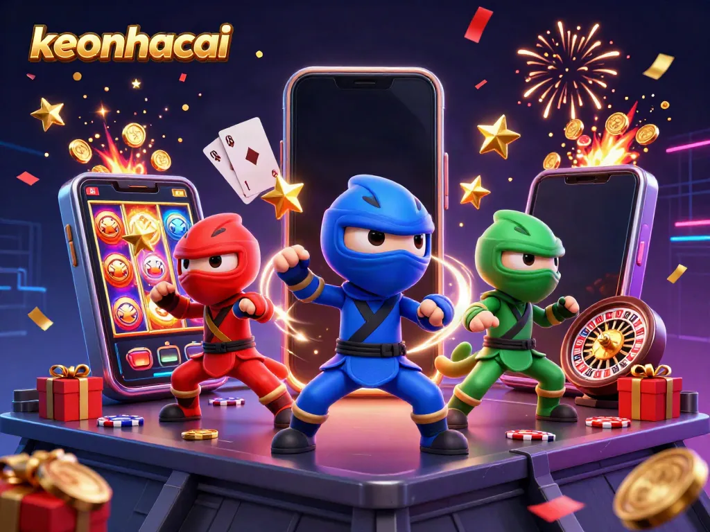 Experience thrilling action at keonhacai with colorful chameleons and casino-themed elements in dynamic scene.