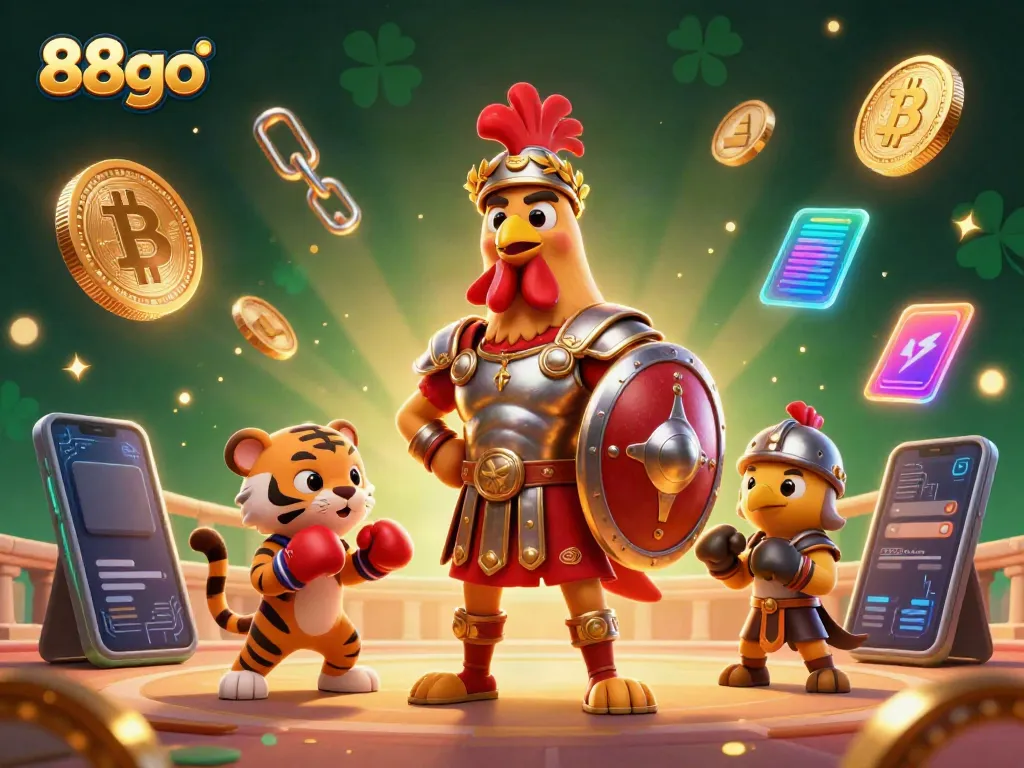 Engage with exciting games like 88go, exploring rich visuals of 3D characters and cryptocurrencies.