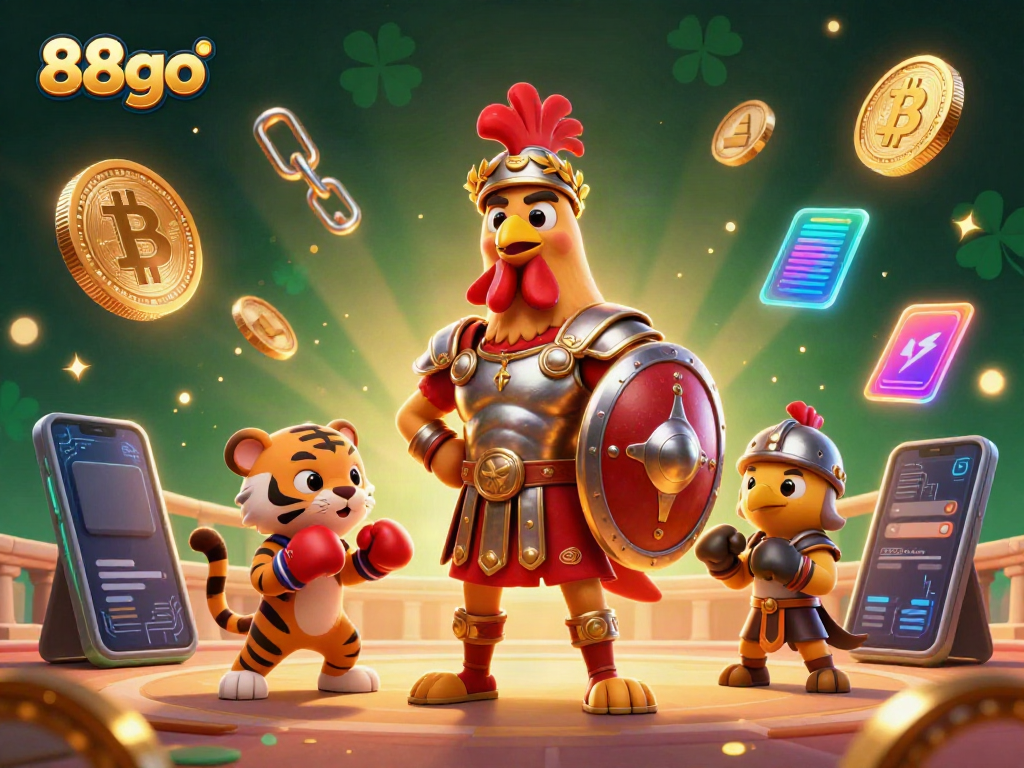 Engage with exciting games like 88go, exploring rich visuals of 3D characters and cryptocurrencies.