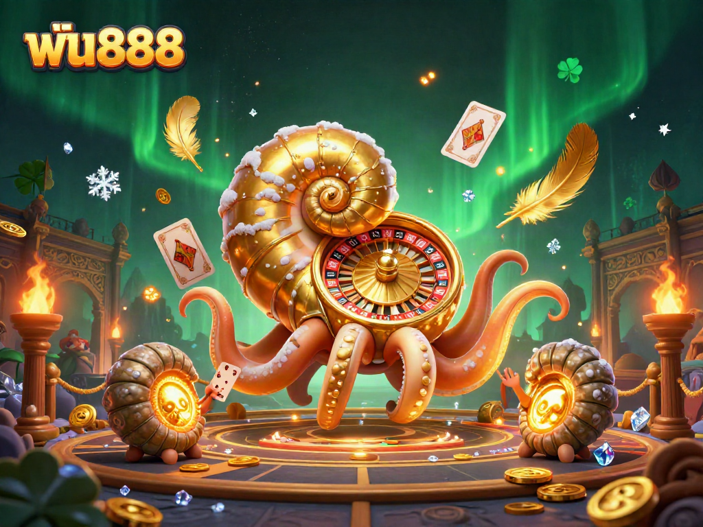 Experience the thrill of ฟัน888 with a dazzling 3D casino illustration featuring vibrant betting elements and characters.