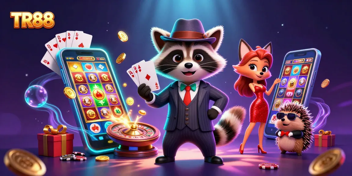 Join the excitement with TR88 as the suave raccoon, charming fox, and hedgehog bouncer play and win in a colorful casino.
