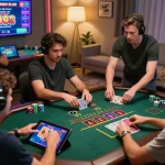 Experience the thrill of badak178 with players strategizing in a live dealer blackjack game.