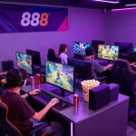 Exciting mantra88 online gaming lobby with players enjoying fast-paced games in neon ambiance.