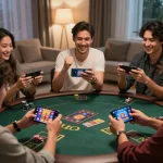 Players enjoying spirited online gaming experiences on F168, showcasing vibrant casino app interfaces.
