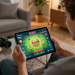 Engaging with the Fun88 mobile app while enjoying gaming in a cozy home setting.