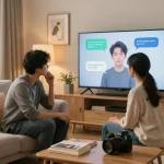 Couple engaging in AI-driven counseling session focused on emotional wellness.