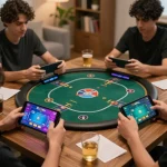 KADAL 778 players engaging in mobile gaming strategies from home setup with laptops and tablets.