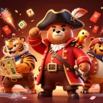 Engage with vibrant casino action at 7mcn featuring colorful slot reels, pirate characters, and gambling elements.