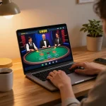 Experience engaging gameplay on U888 with a live dealer table, cozy home setup, and strategic betting.