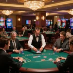 Players engaging in lively poker game at Trang chủ MM88, highlighting the excitement of casino entertainment.