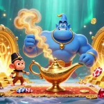 Join the gaming excitement with nhà cái 66club, featuring a vibrant scene of games, treasures, and animated characters.