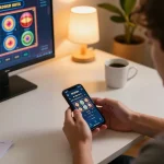 Engaging with the UG DEWA app on a smartphone for a seamless online gaming experience.