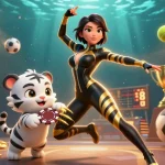 Bet with confidence at crickex login india, featuring dynamic sports elements and a playful white tiger.